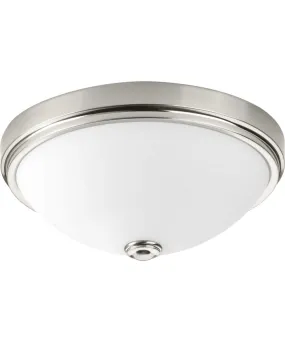 1-Light 13" LED Linen Glass Flush Mount Brushed Nickel