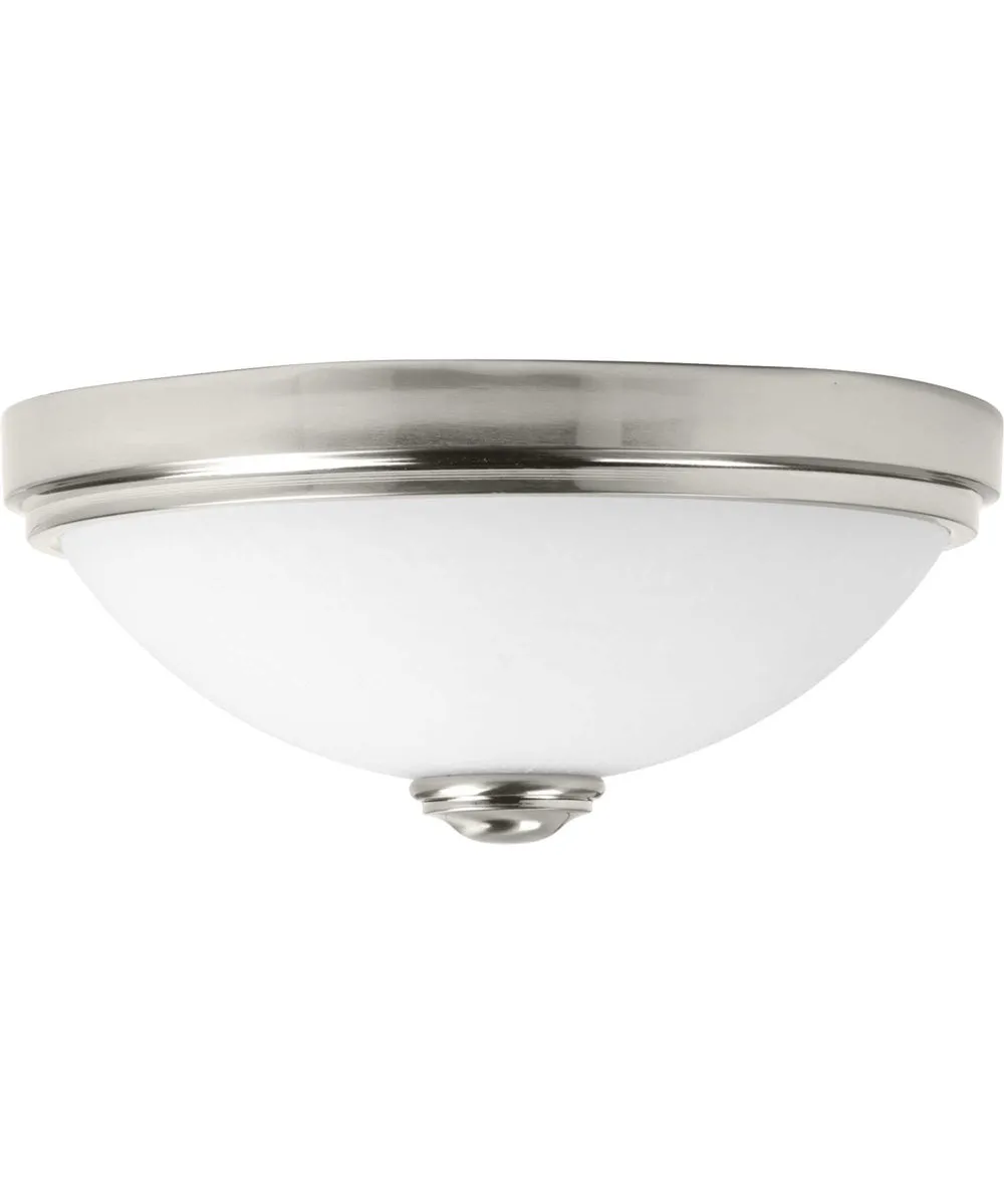 1-Light 13" LED Linen Glass Flush Mount Brushed Nickel