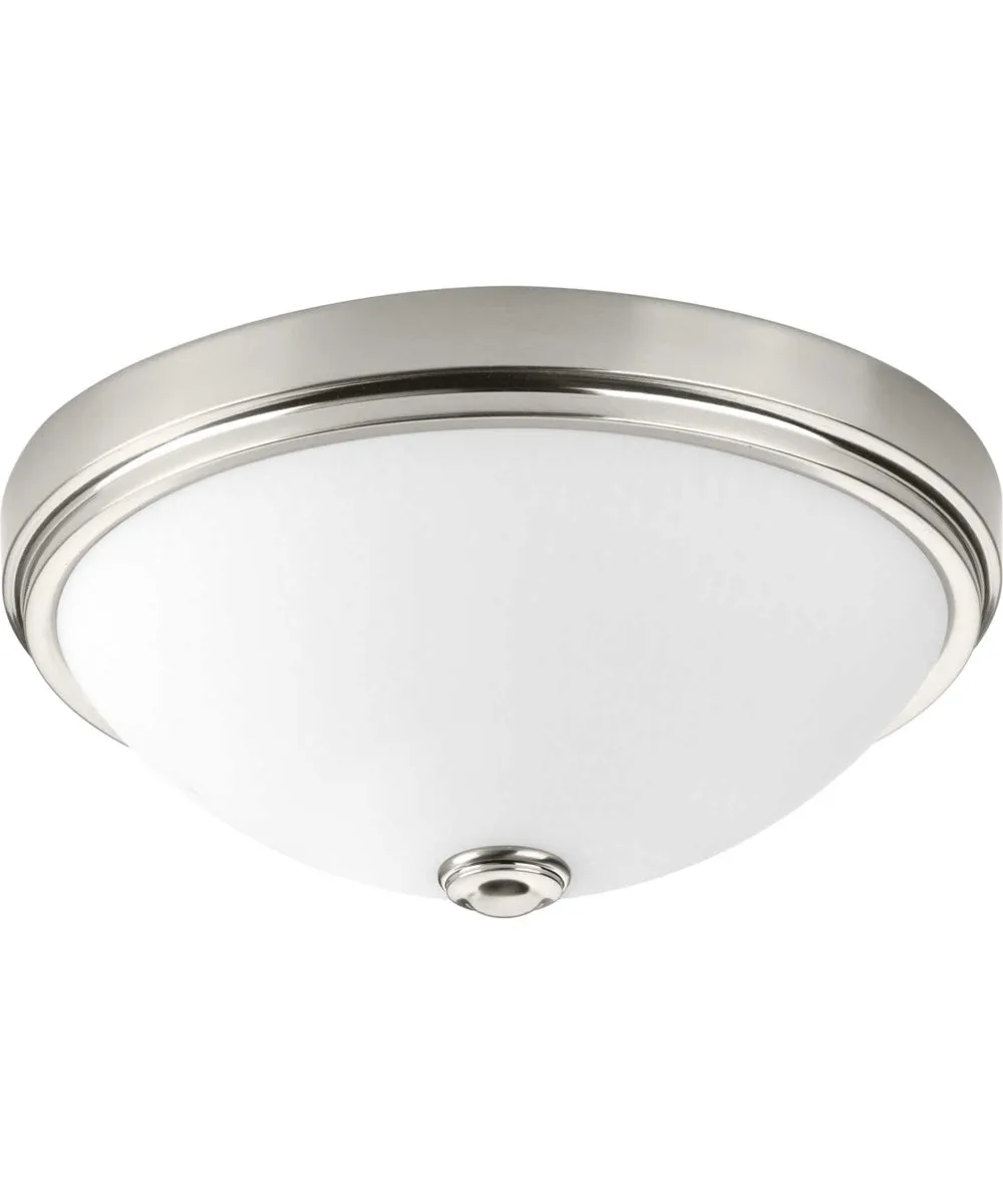 1-Light 13" LED Linen Glass Flush Mount Brushed Nickel