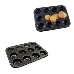 12 Cup Pan Muffin Cupcake Tray Non Stick Moulds 26 x 35 cm 4975 A  (Parcel Rate)