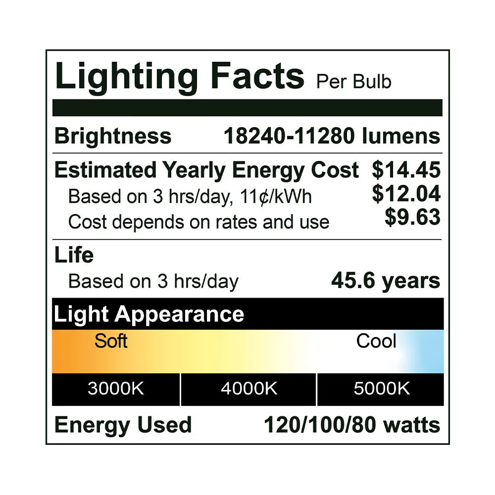 120/100/80-Watt Selectable & CCT Tunable E39 LED Corn Bulb Light (6-Pack)