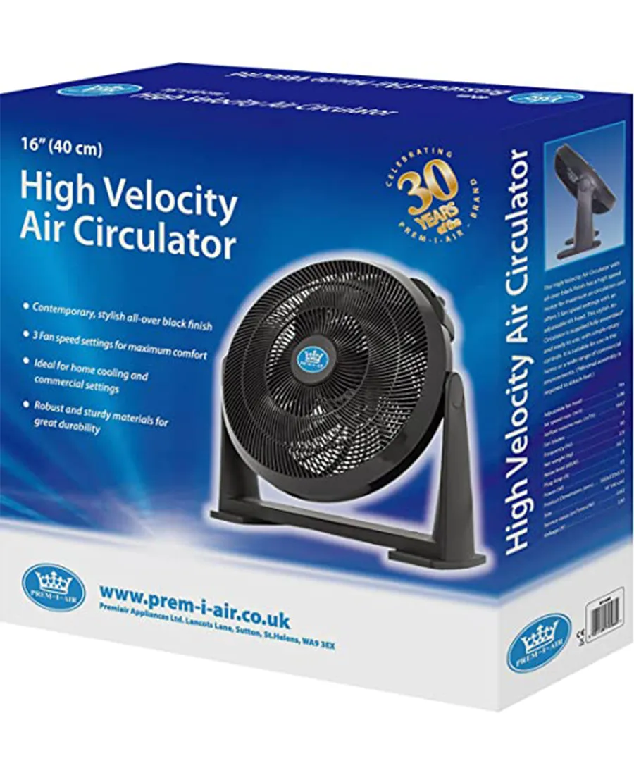 16" High-Velocity Air Circulator Fan with 3 Speeds | Black