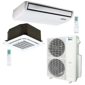 2-Zone Klimaire 21.1 SEER2 Multi Split Ceiling Cassette Floor-ceiling Air Conditioner Heat Pump System 12 24