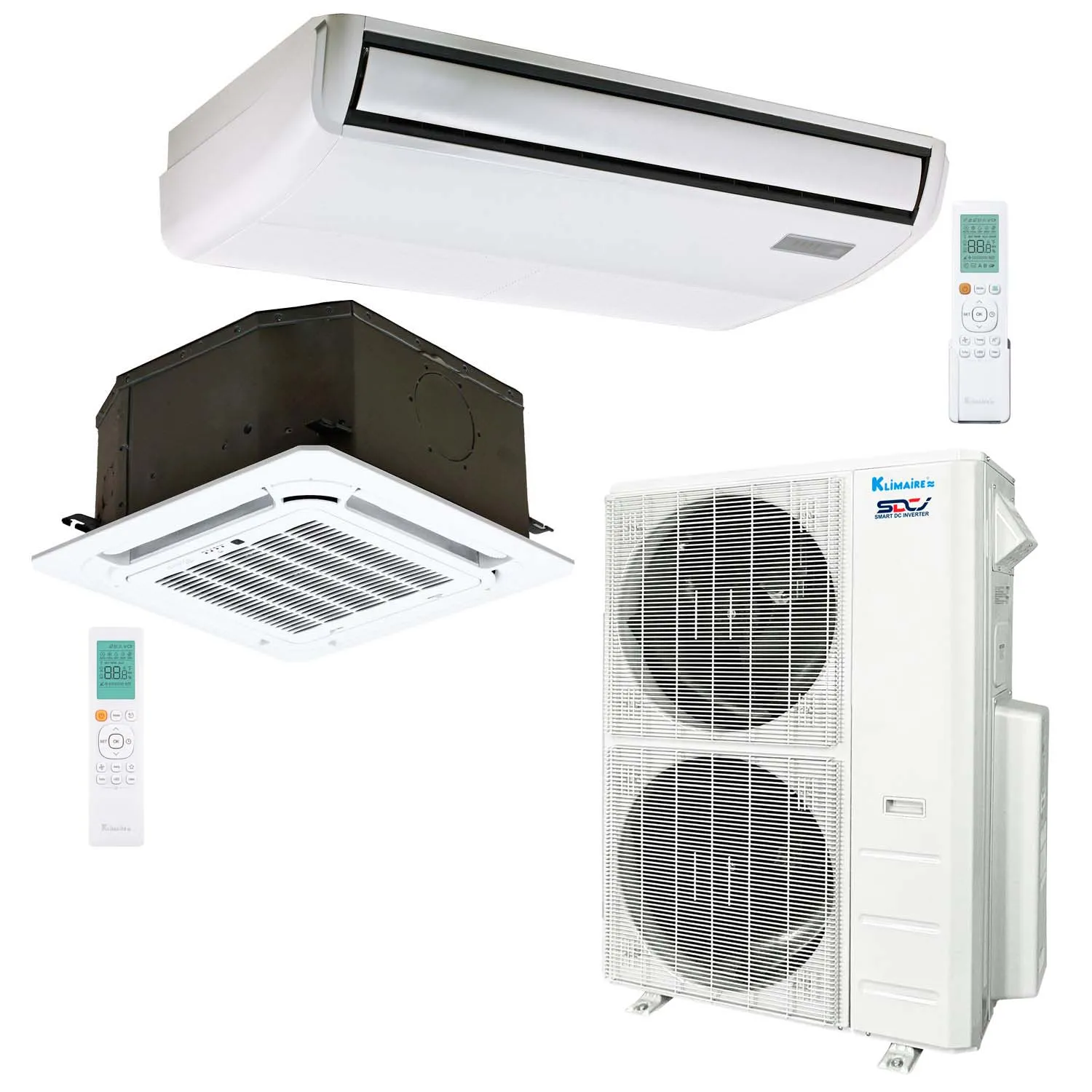 2-Zone Klimaire 21.1 SEER2 Multi Split Ceiling Cassette Floor-ceiling Air Conditioner Heat Pump System 12 24