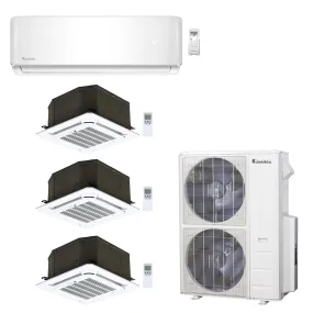 4-Zone Klimaire 21.1 SEER2 Multi Split Ceiling Cassette Wall Mount Air Conditioner Heat Pump System 12 12 12 18