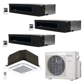 4-Zone Klimaire 21.55 SEER2 Multi Split Ducted Recessed Ceiling Cassette Air Conditioner Heat Pump System 12 12 12 12