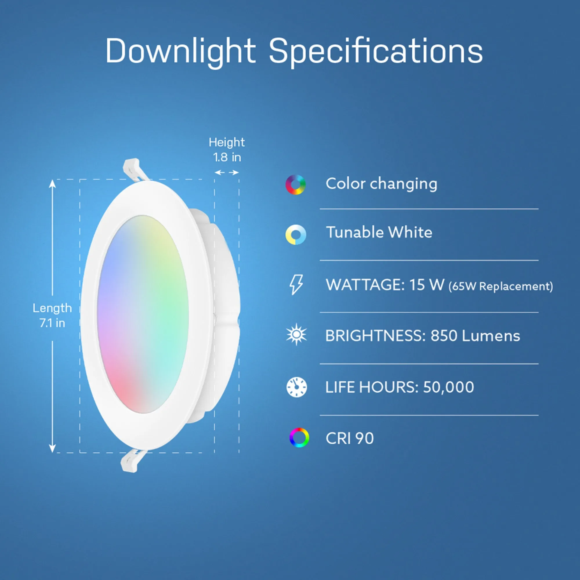 6 in. 15W (65W Replacement) Tethered J-Box Smart Canless LED Downlight