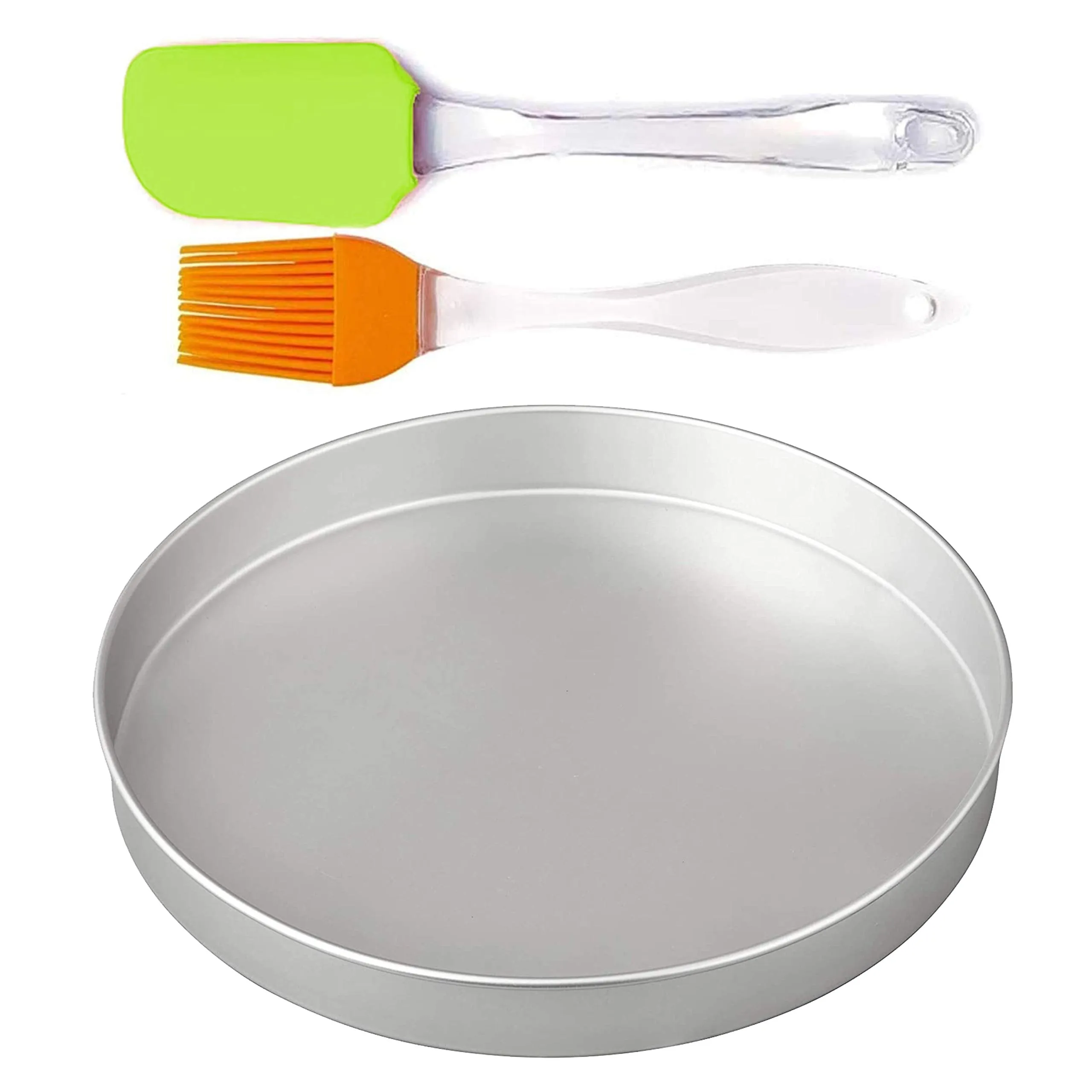 AXIOM Bakeware Gift Set of Pizza Pan & Silicon Spatula with Brush. Aluminium Pizza Tray 26 CM Microwave Oven & OTG Safe Bakeware with Silicon Spatula & Silicon Brush