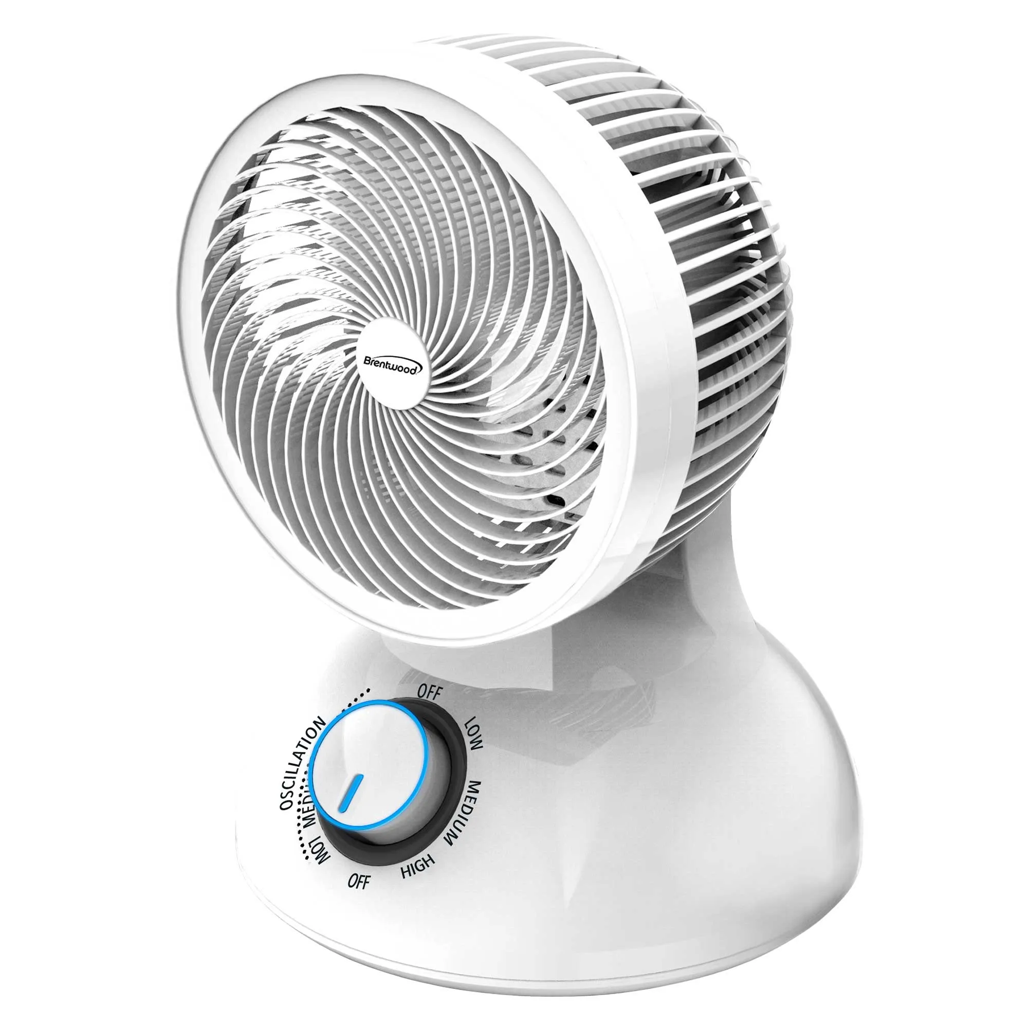 Brentwood F-650MW 6-Inch 3-Speed Oscillating Air Circulator Desktop Fan, White