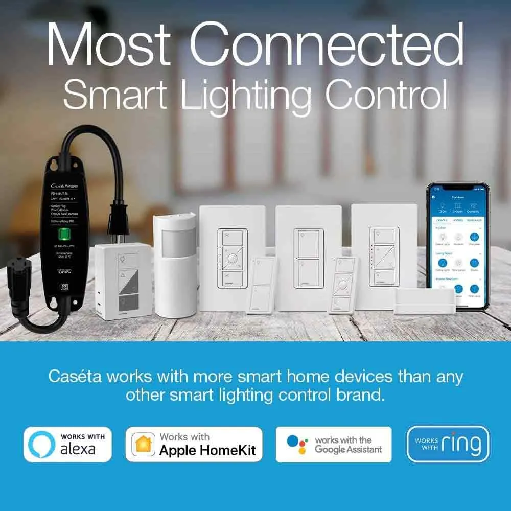 Caseta Wireless Smart Switch Starter Kit with Smart Bridge and Wall Plate