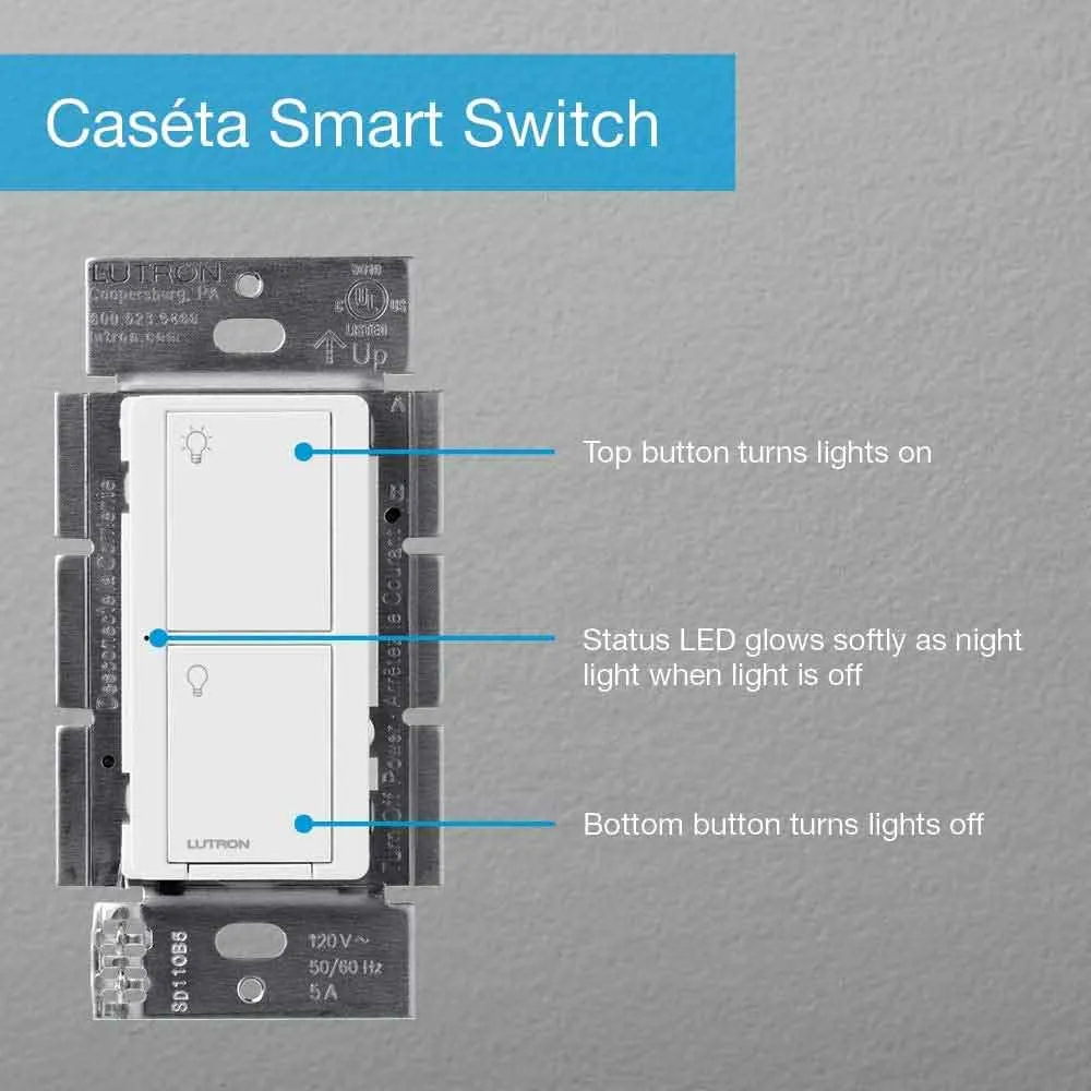 Caseta Wireless Smart Switch Starter Kit with Smart Bridge and Wall Plate