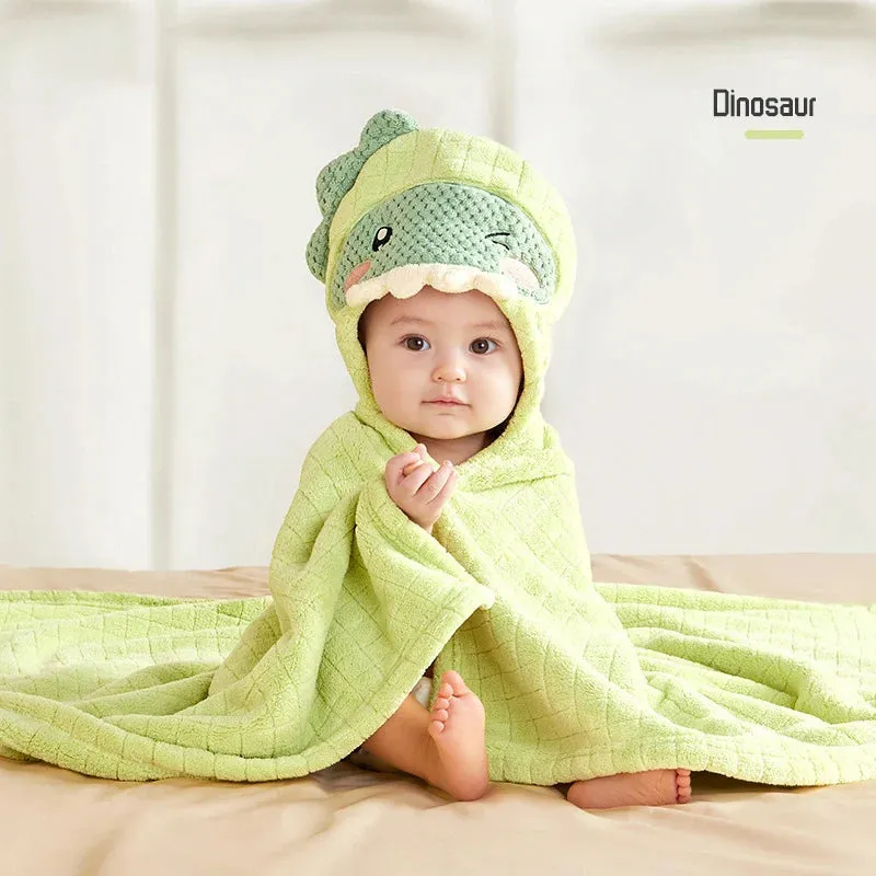 Cute Animal Baby Bath Towel Cartoon Rabbit Dinosaur Infant Towels Blanket With Hood Newborn Bath Wipe Baby Beach Towels 0-6y