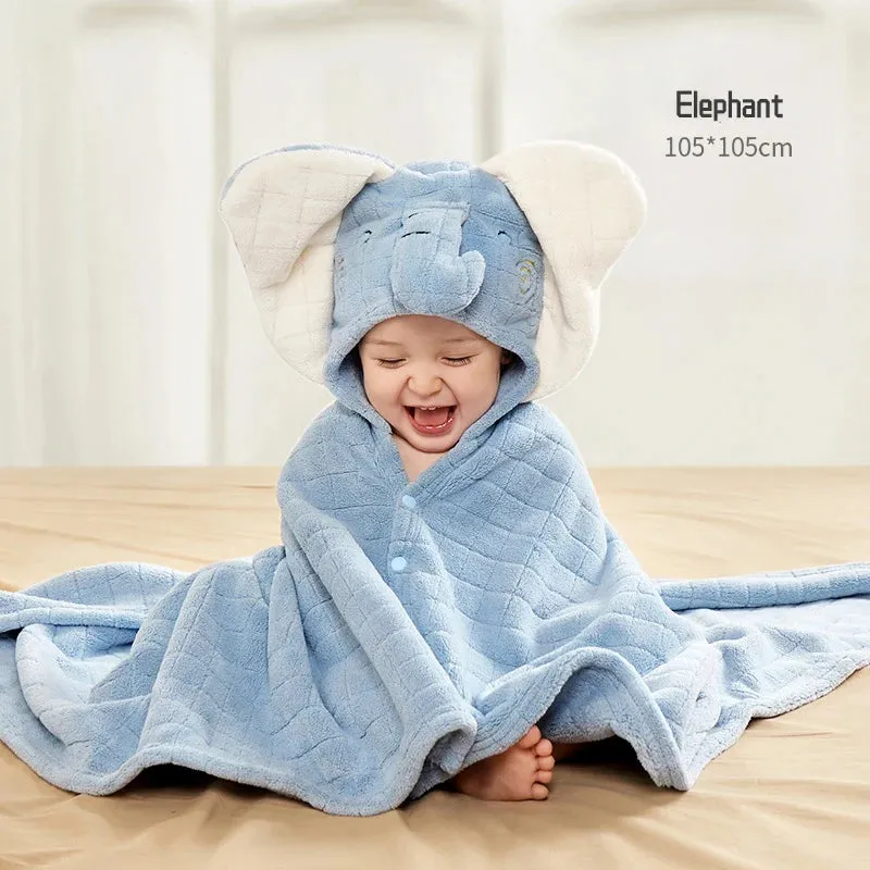 Cute Animal Baby Bath Towel Cartoon Rabbit Dinosaur Infant Towels Blanket With Hood Newborn Bath Wipe Baby Beach Towels 0-6y