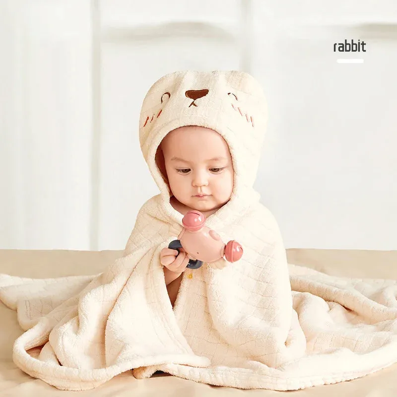 Cute Animal Baby Bath Towel Cartoon Rabbit Dinosaur Infant Towels Blanket With Hood Newborn Bath Wipe Baby Beach Towels 0-6y