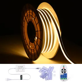 DIY 50ft Waterproof LED Neon Rope Light Warm White RF Remote