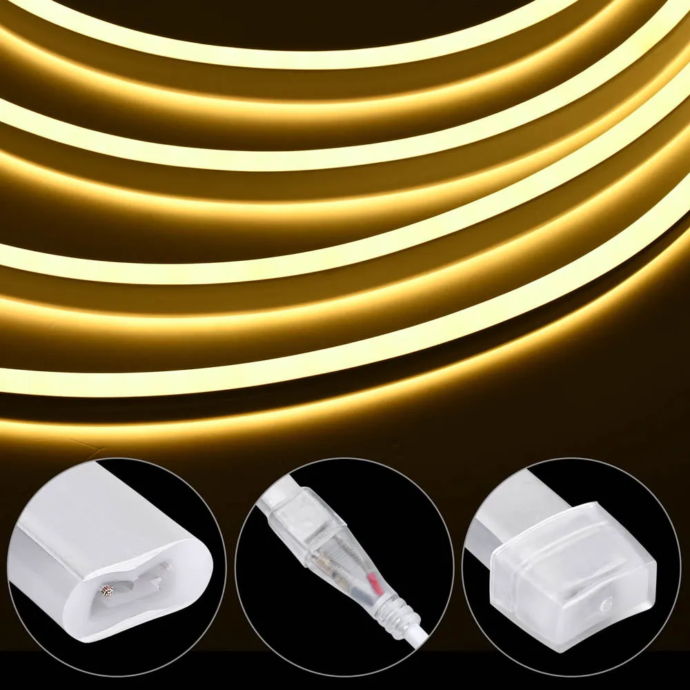 DIY 50ft Waterproof LED Neon Rope Light Warm White RF Remote