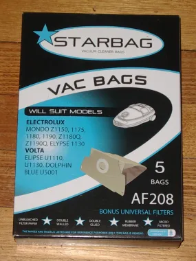 Electrolux Mondo, Elyps, Volta U5001 Vacuum Bags (Pkt 5) - Part # AF208