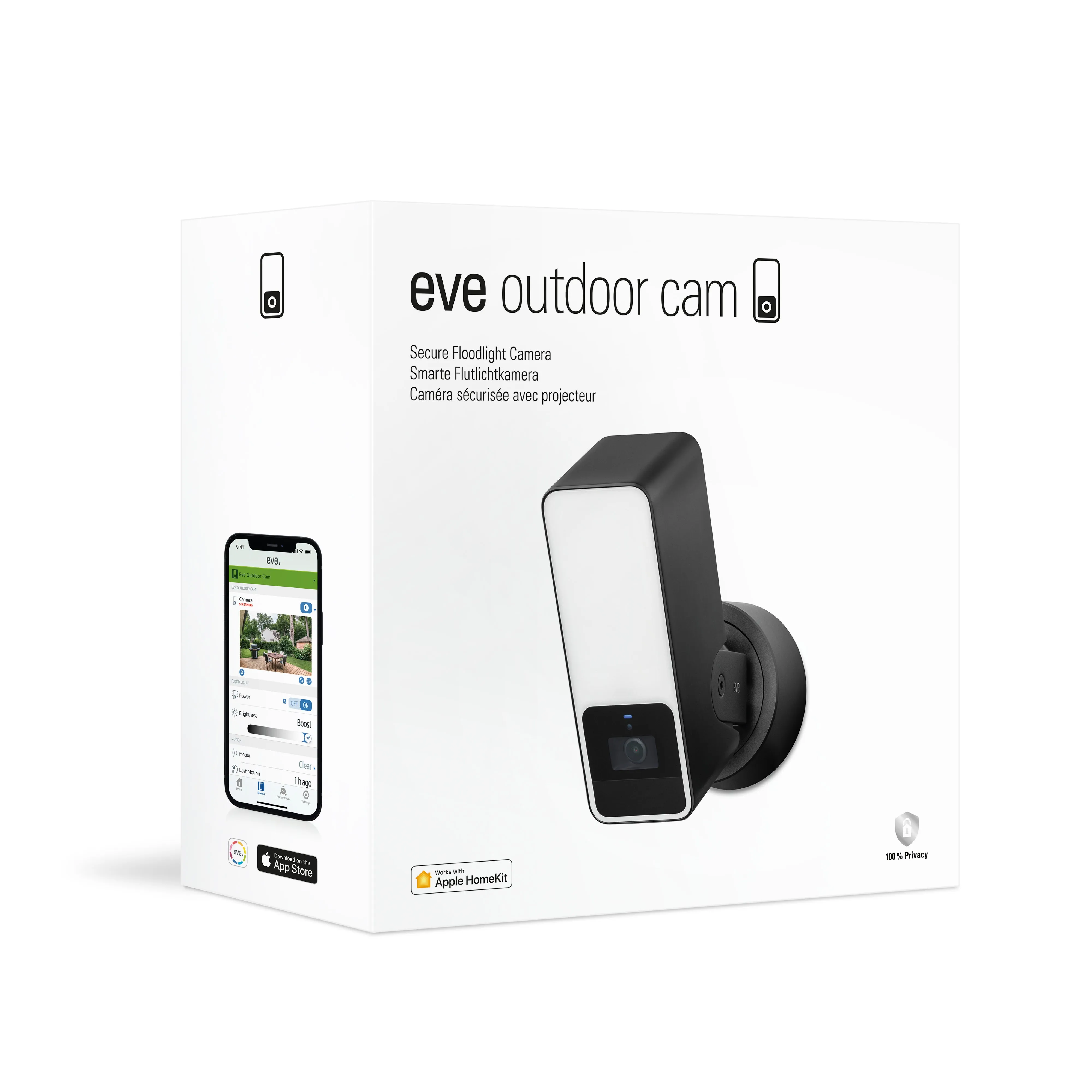 Eve Outdoor Cam Secure floodlight camera with Apple HomeKit Secure Video technology