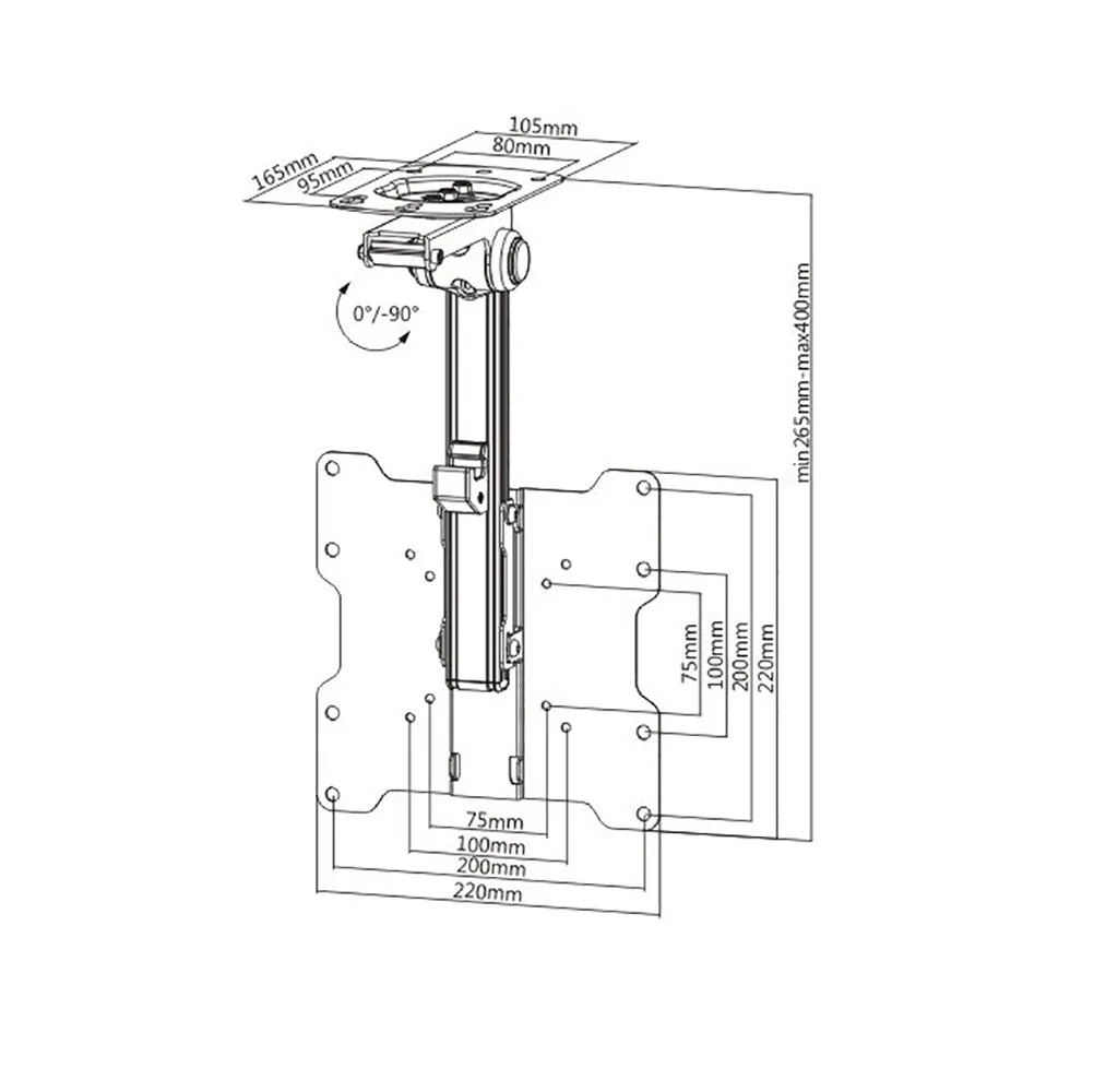 Folding Ceiling TV Mount 17 - 37" LCD-CM222