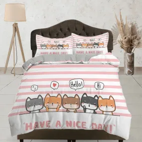 Friendly neighborhood cats bedding, toddler bedding, kids duvet cover set, gift for cat lovers, baby bedding, baby shower gift, pink bedding