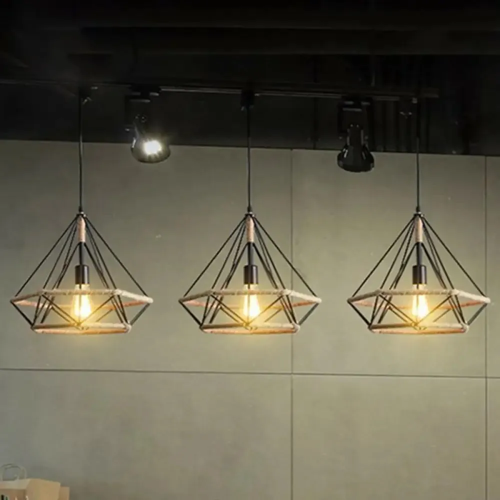 Hemp Rope Industrial Pendant Light for Restaurants - Single Ceiling Fixture