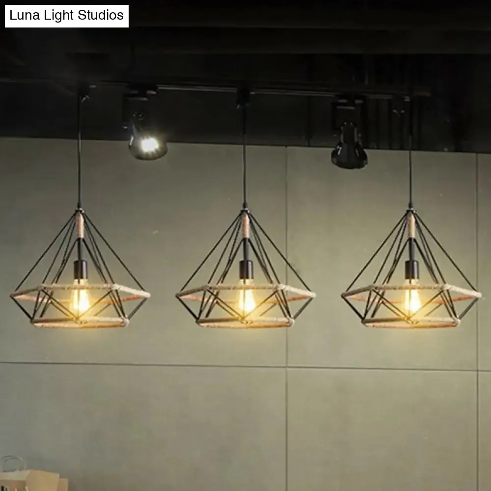 Hemp Rope Industrial Pendant Light for Restaurants - Single Ceiling Fixture