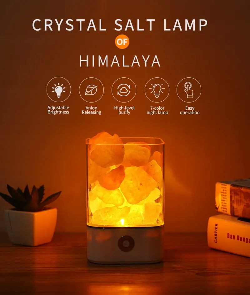 Himalayan Salt Lamp USB Crystal Natural Led Lava Lamp Bedside Fixtures Luminaira Decor