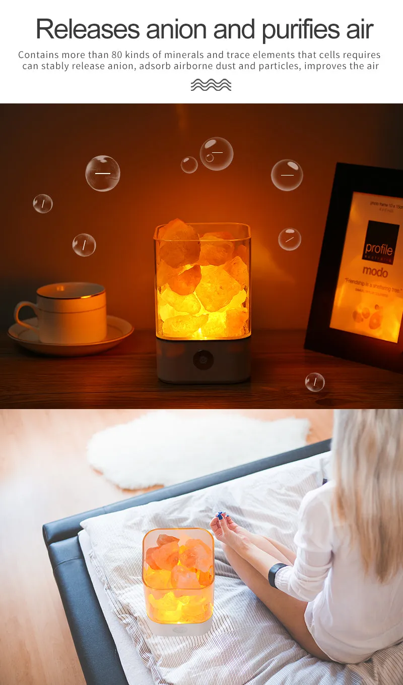 Himalayan Salt Lamp USB Crystal Natural Led Lava Lamp Bedside Fixtures Luminaira Decor