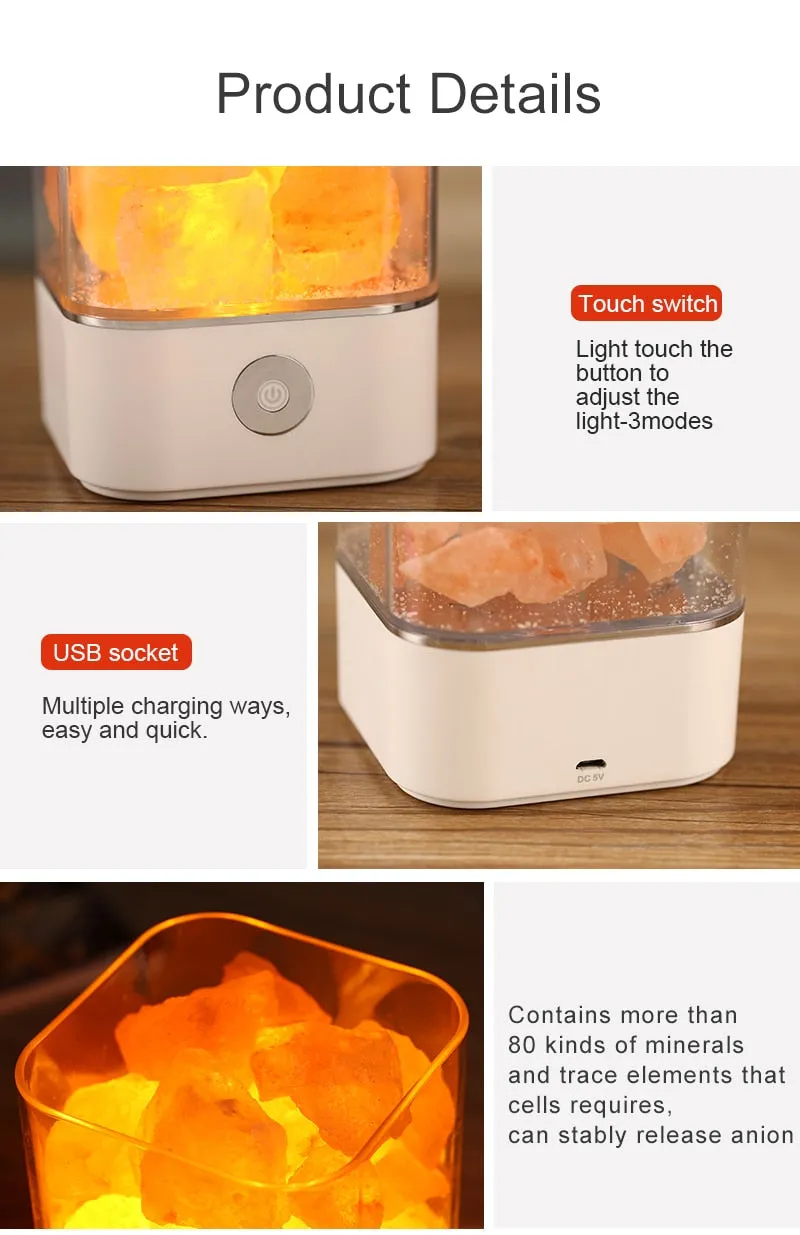 Himalayan Salt Lamp USB Crystal Natural Led Lava Lamp Bedside Fixtures Luminaira Decor