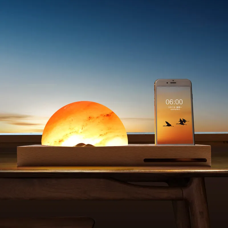 Himalayan Sunrise Salt Lamp with Wireless Phone Charger