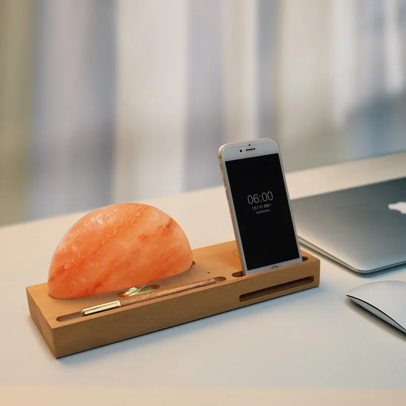 Himalayan Sunrise Salt Lamp with Wireless Phone Charger