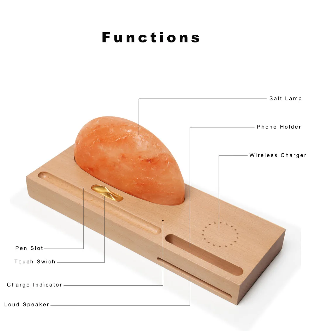 Himalayan Sunrise Salt Lamp with Wireless Phone Charger