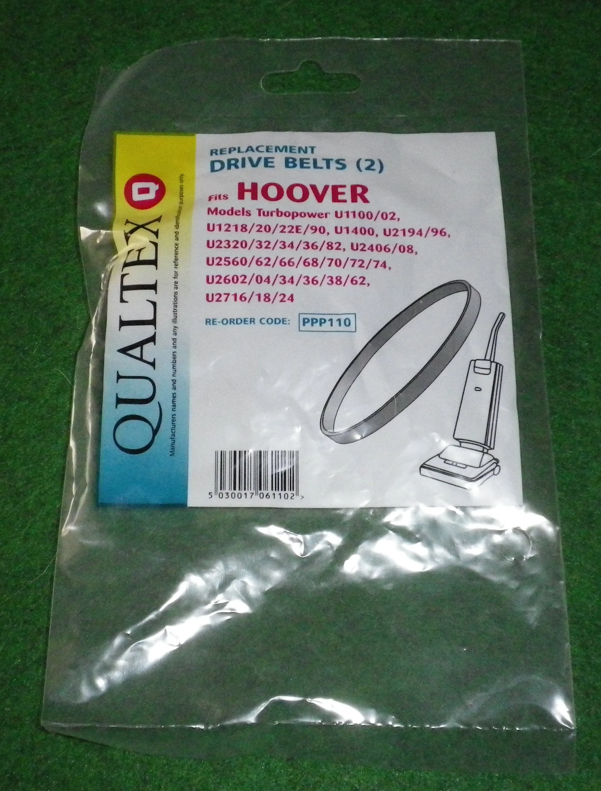 Hoover TurboLark, TurboPower Agitator Belts (Pkt 2) - Qualtex Part # PPP110