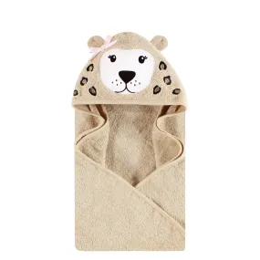 Hudson Baby Cotton Animal Face Hooded Towel, Leopard