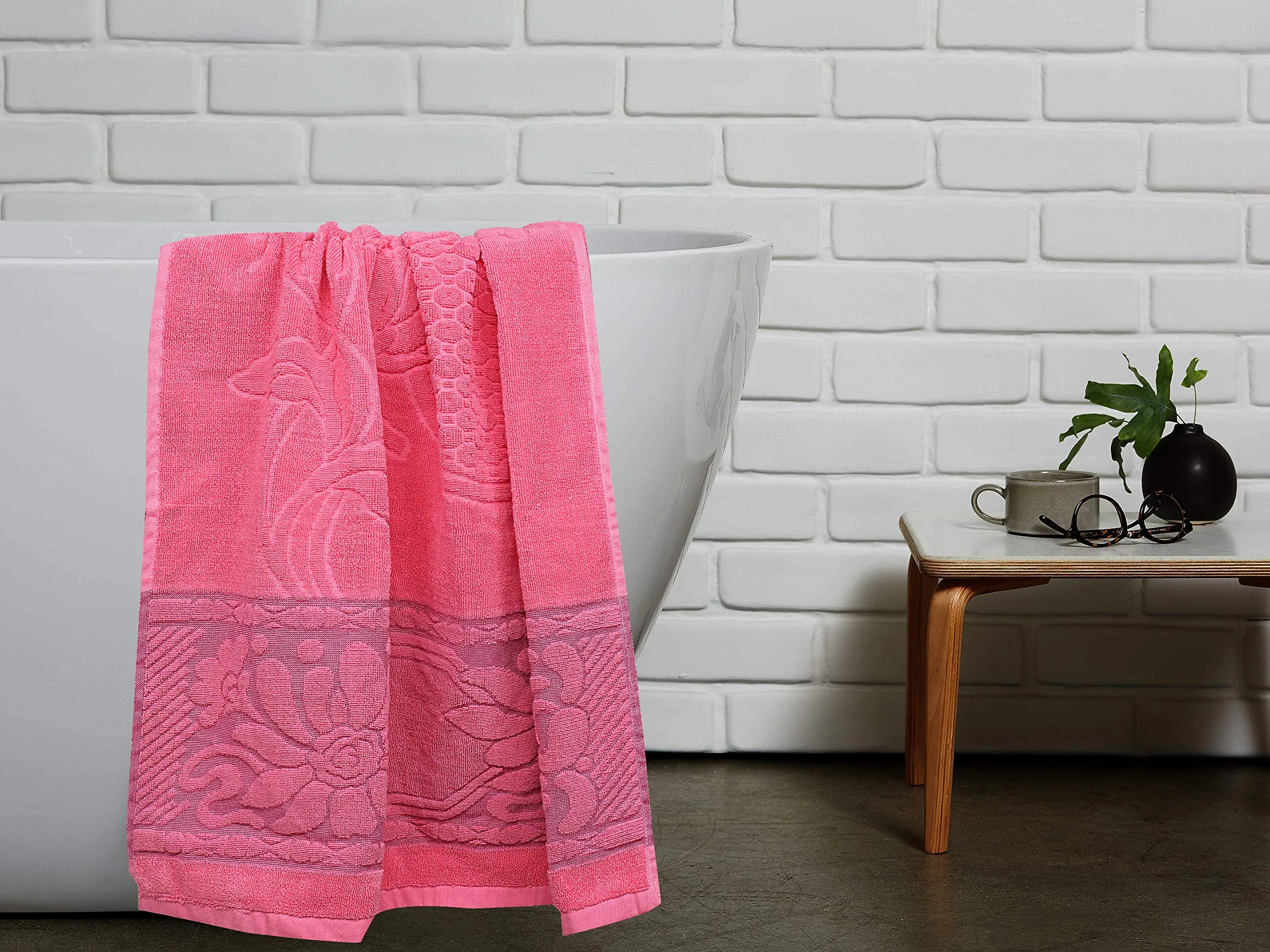 Kuber Industries 100 Percent Cotton 5 Pieces Full Size Bath Towel 30"x60" (Pink), CTKTC13802