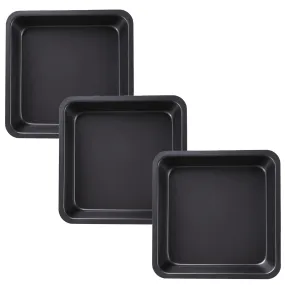 Kuber Industries Square Bakeware Cake Pan|Large Cake/Bread Mould-Pack of 3 (Black)