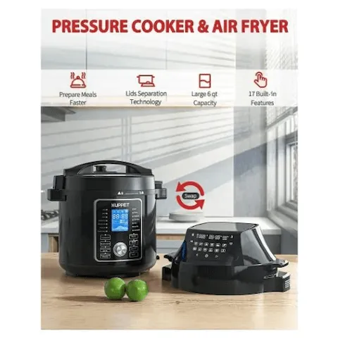 KUPPET 2 in 1 Electric Pressure Cooker SP448333,with Air Fryer Lid 6QT