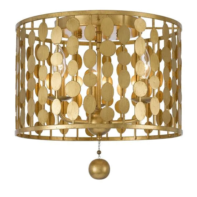 LAYLA 3 LIGHT CEILING MOUNT, ANTIQUE GOLD