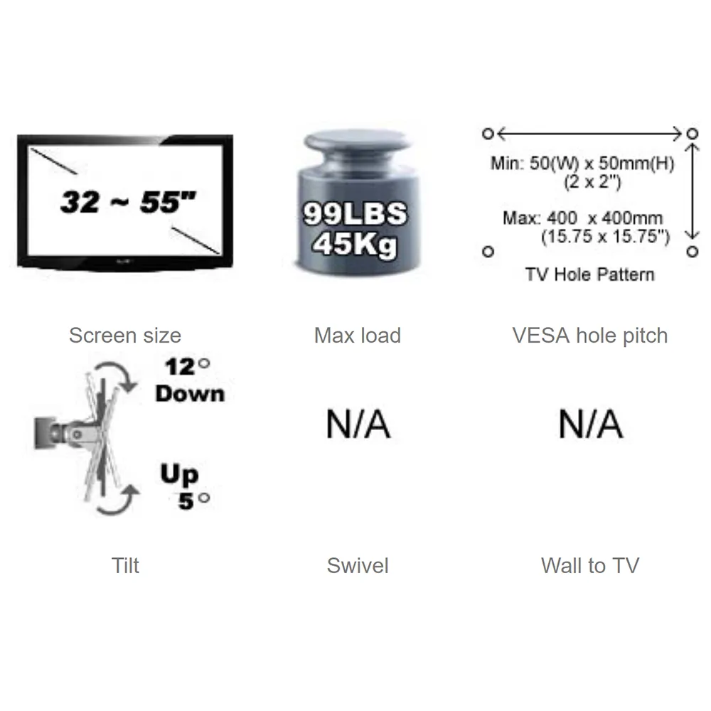 LCD LED TV 1.5" NPT Pipe Ceiling Mount 32~55", 400x400, CE8-0644