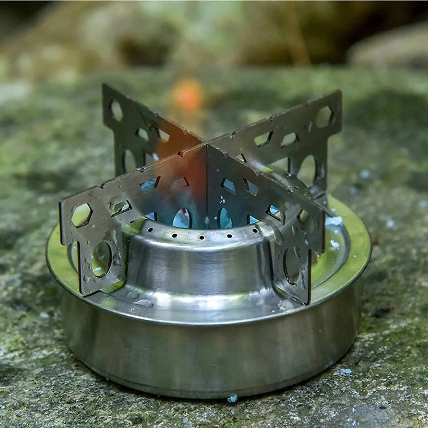 Lixada Outdoor Camping Stainless Steel/Titanium Mini Alcohol Stove with Cross Stand Stove Rack Support Stand For Hiking Picnic