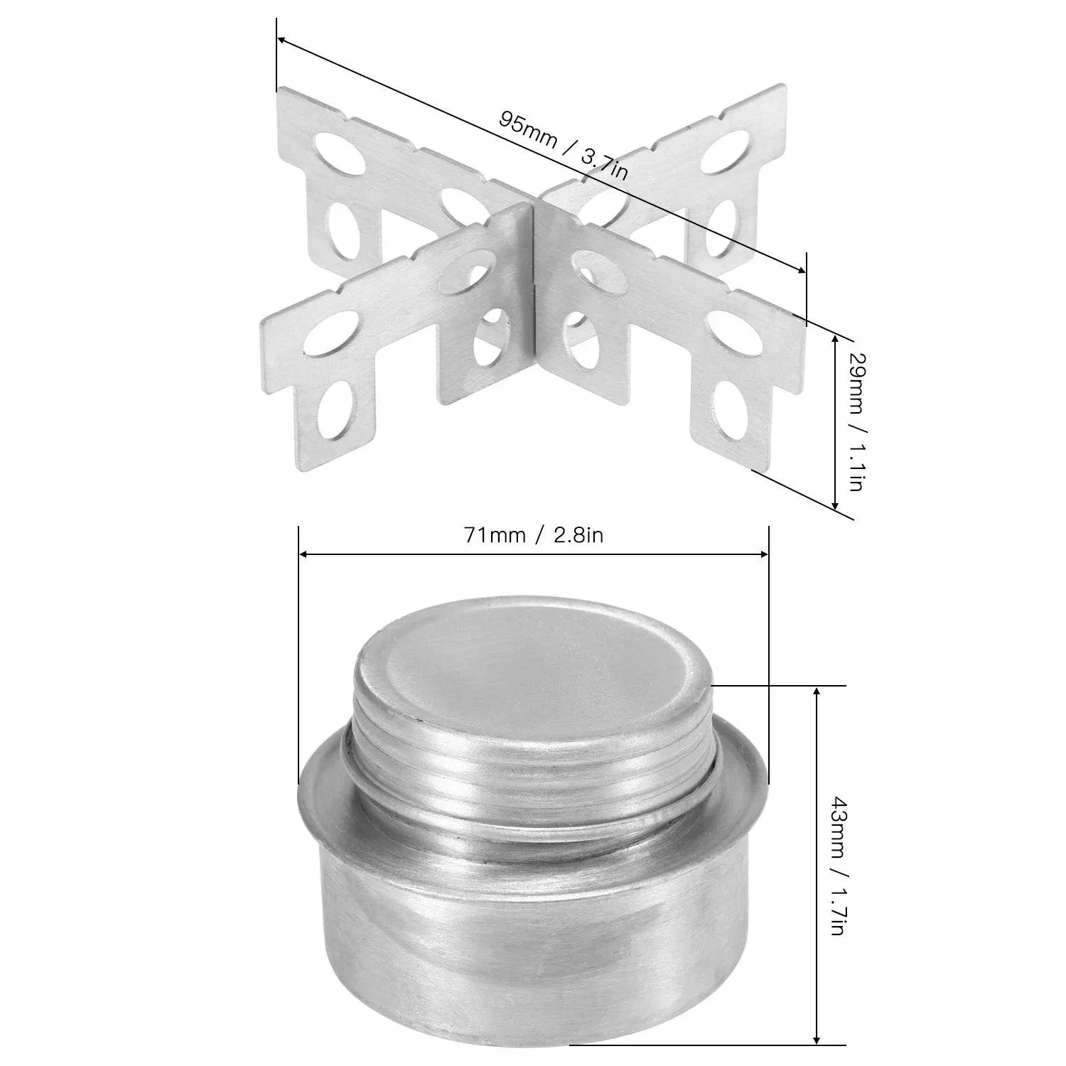 Lixada Outdoor Camping Stainless Steel/Titanium Mini Alcohol Stove with Cross Stand Stove Rack Support Stand For Hiking Picnic