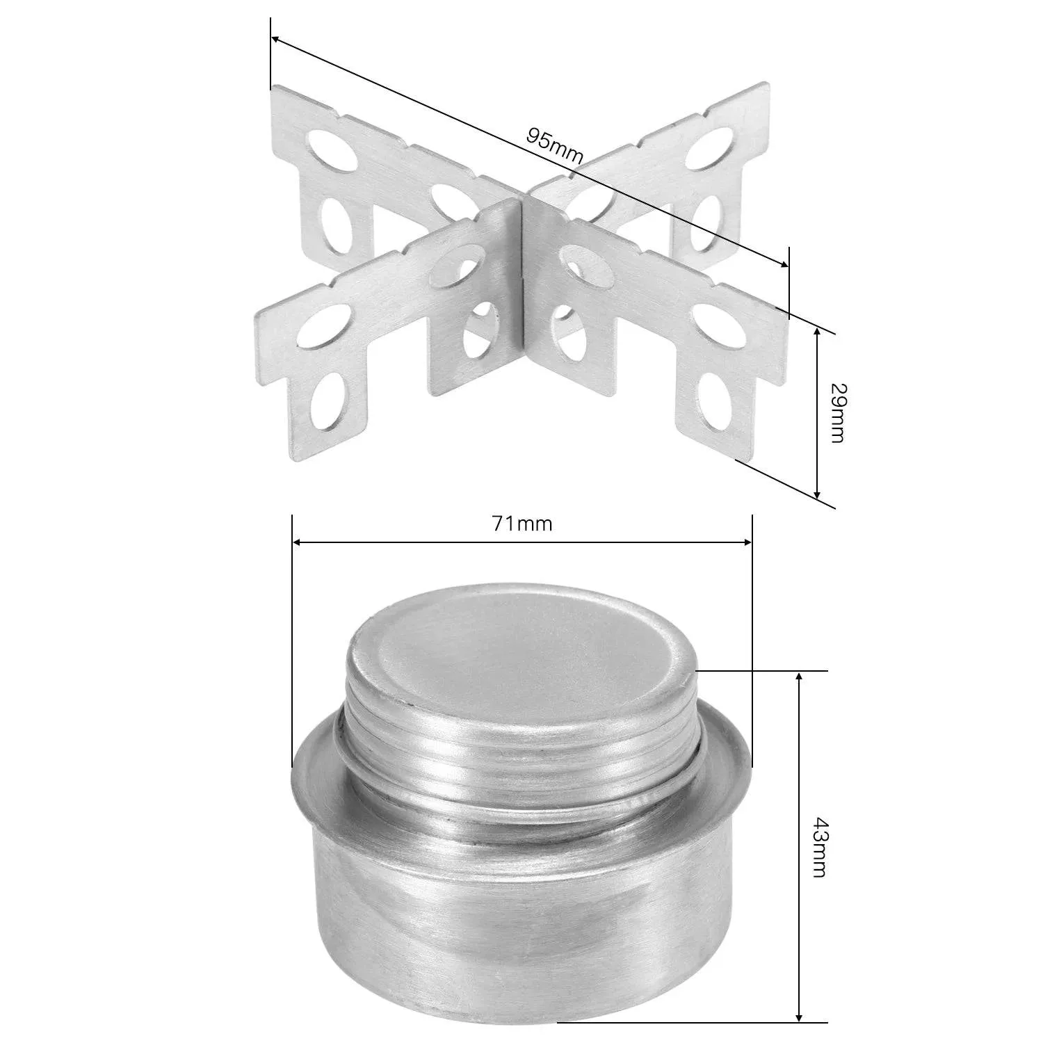 Lixada Outdoor Camping Stainless Steel/Titanium Mini Alcohol Stove with Cross Stand Stove Rack Support Stand For Hiking Picnic