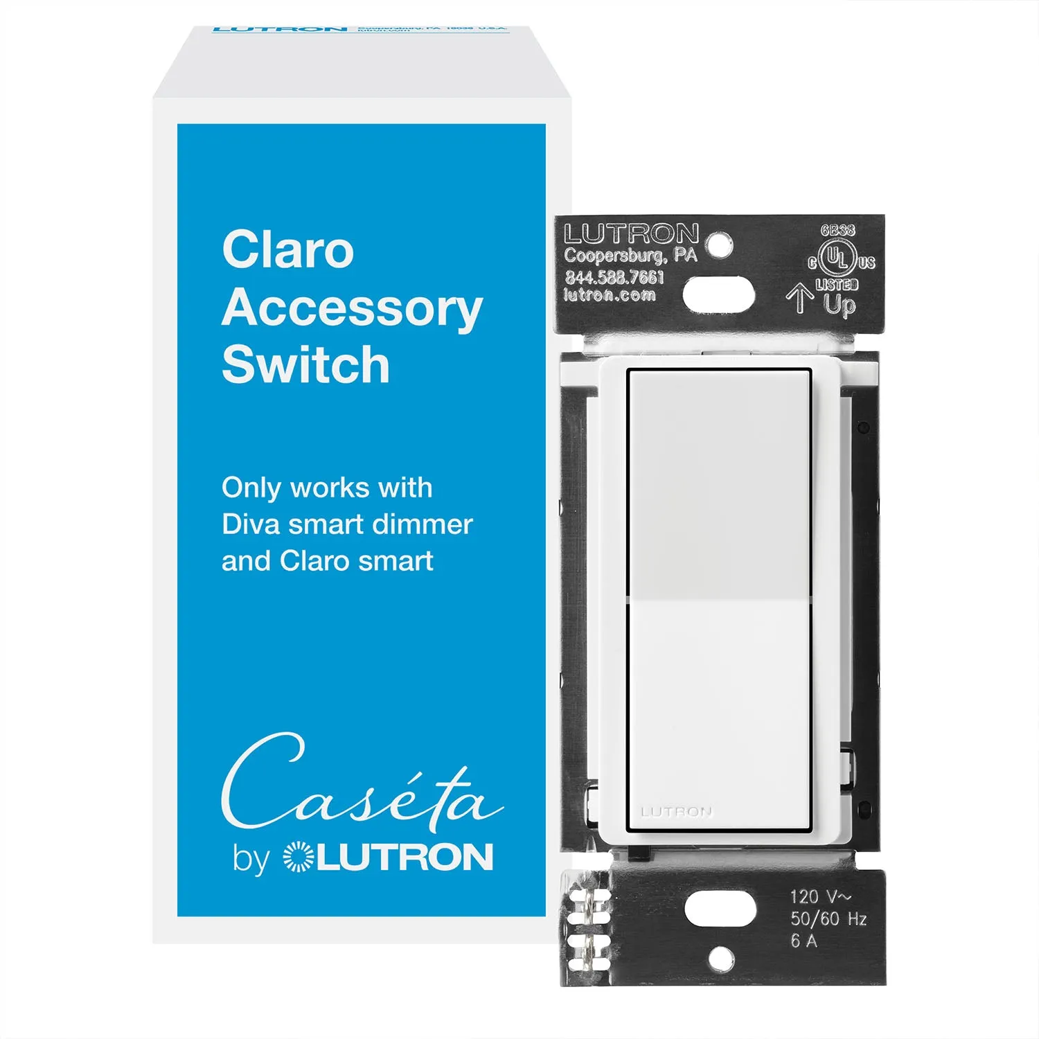 Lutron Caseta Claro Smart Accessory Switch, Not for Standalone Use, Light Almond