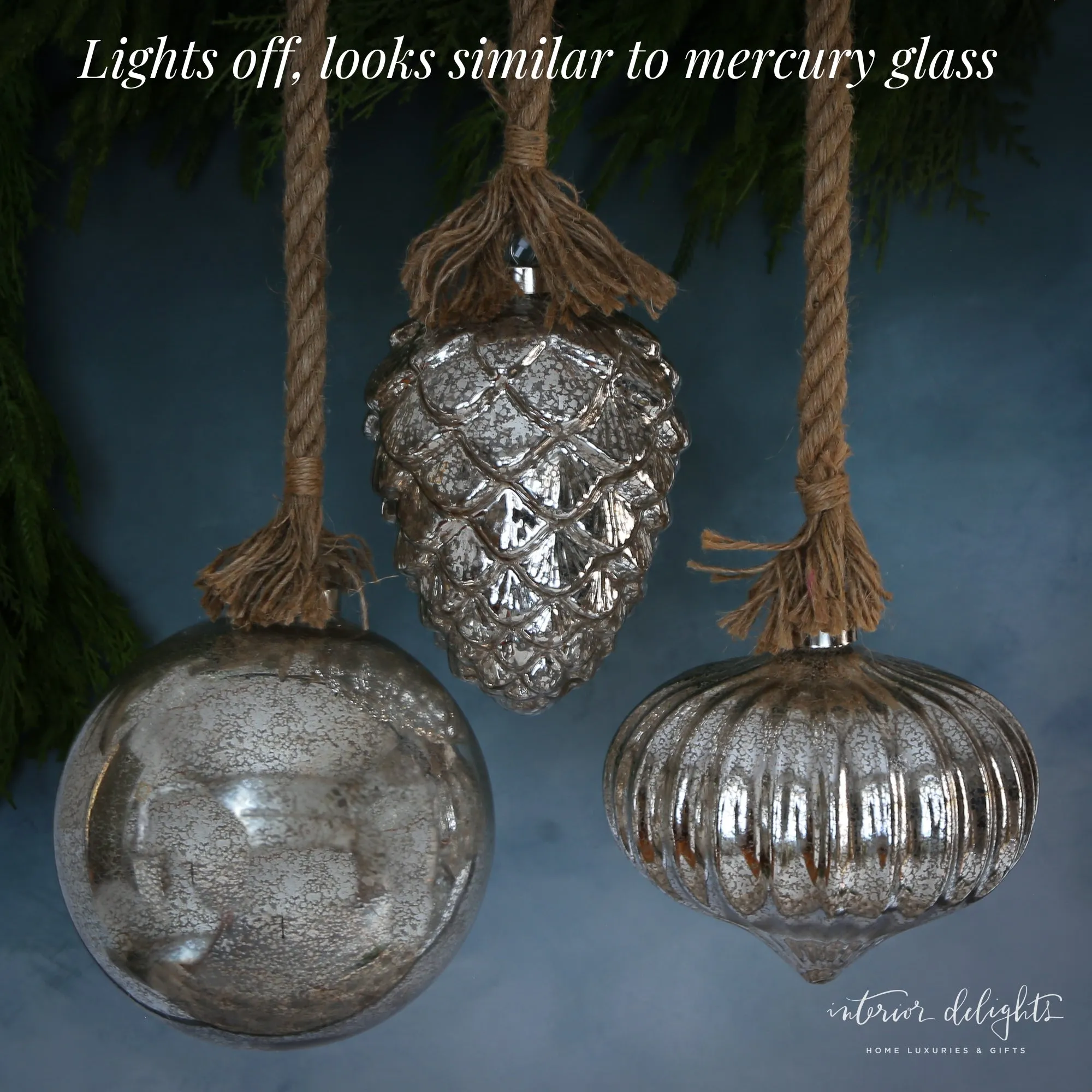 Micro LED Ornaments- 3 Styles- Ball, Pinecone, or Onion - All Sales Final