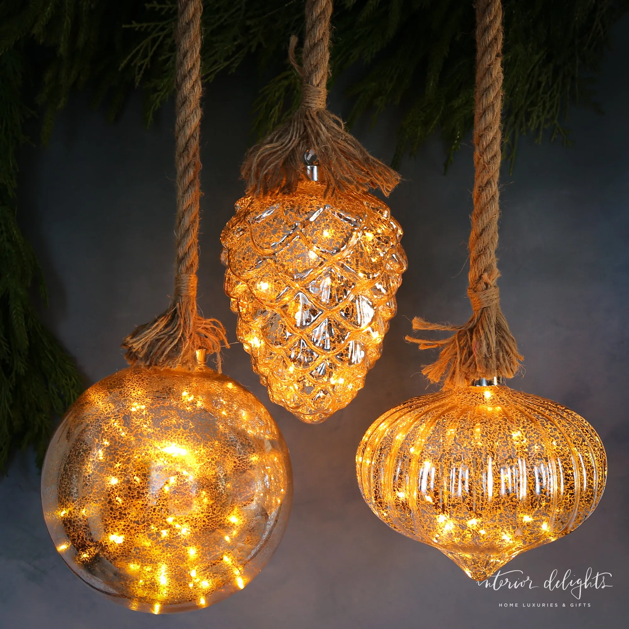 Micro LED Ornaments- 3 Styles- Ball, Pinecone, or Onion - All Sales Final