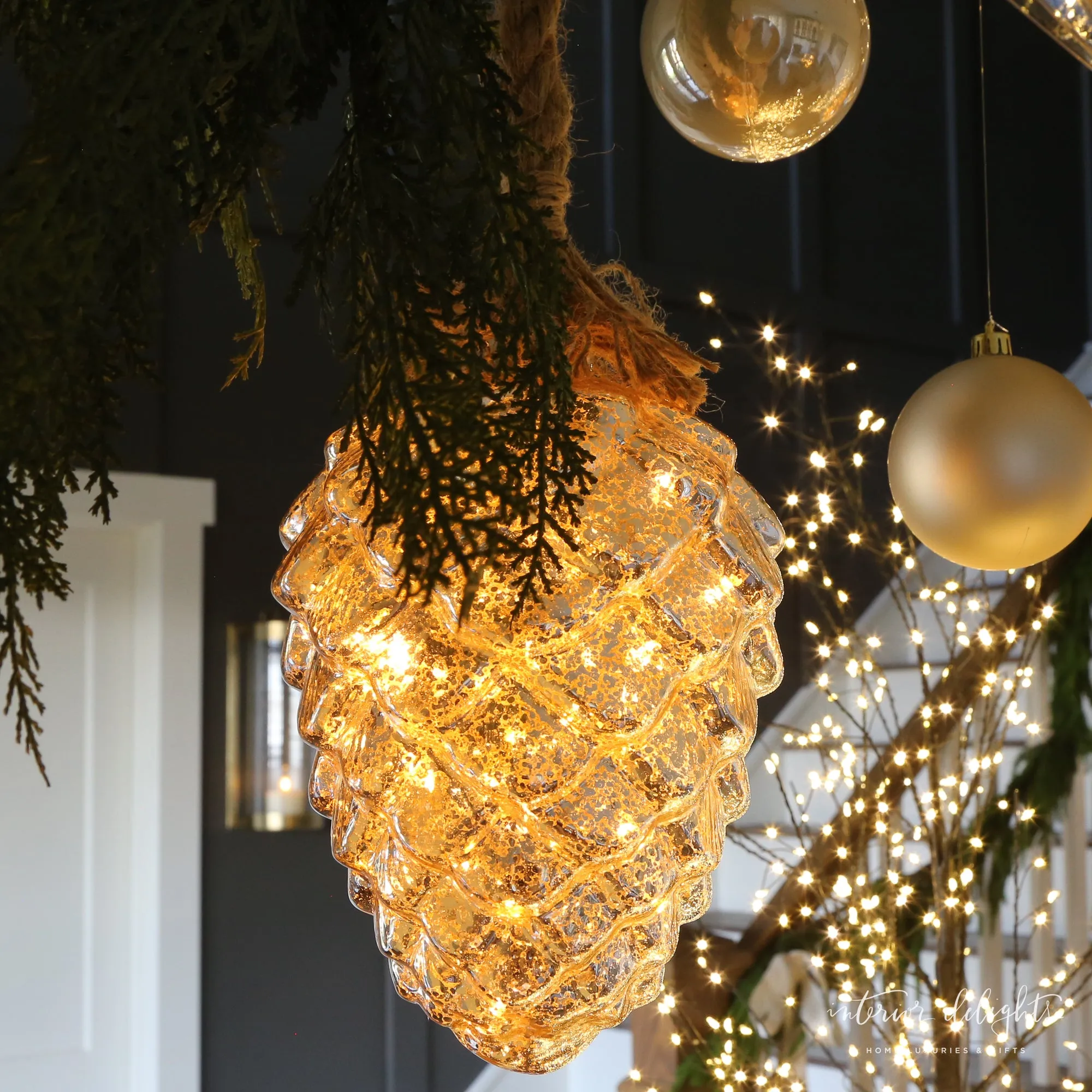 Micro LED Ornaments- 3 Styles- Ball, Pinecone, or Onion - All Sales Final