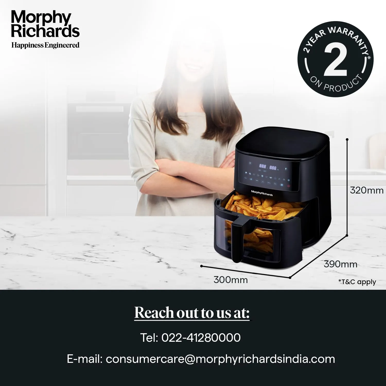 Morphy Richards Crystal Crysp transparent Air fryer for home | See through air fryer oven | 6.5L healthy air-fryer - stay guilt-free