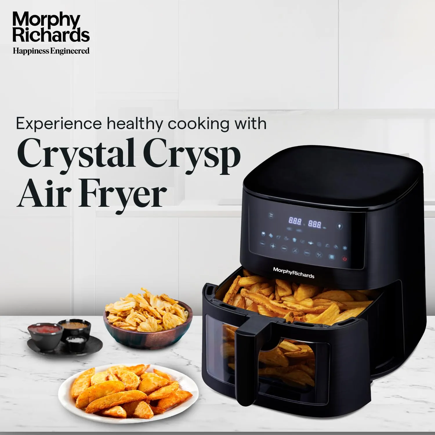 Morphy Richards Crystal Crysp transparent Air fryer for home | See through air fryer oven | 6.5L healthy air-fryer - stay guilt-free