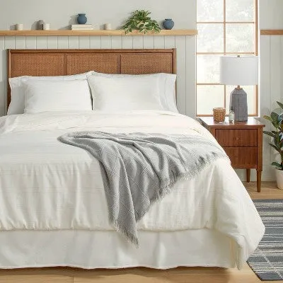 New - 3pc Full/Queen Fine Stripe Duvet & Sham Set Twilight Taupe/Sour Cream - Hearth