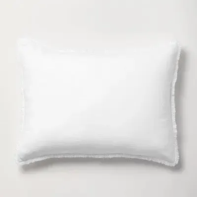 New - King Heavyweight Linen Blend Duvet Cover & Sham Set White - Casaluna